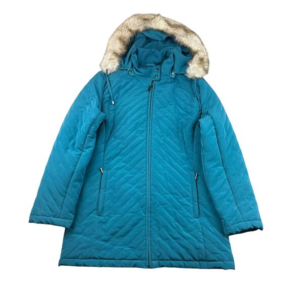 White Stag Women's Small Quilted Puffer Jacket With Faux Fur Trim Hood - Picture 4 of 13